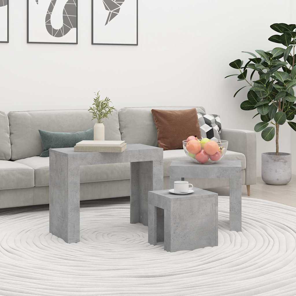 Vidaxl 3-delige tafeltjesset bewerkt hout betongrijs