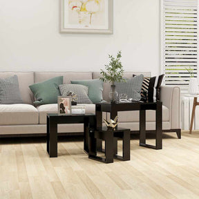 Vidaxl 3-delige tafeltjesset bewerkt hout zwart