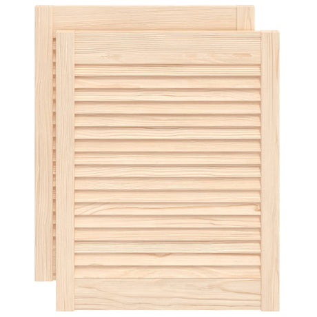 Vidaxl kastdeuren met lamellen 2 st 61,5x49,4 cm massief grenenhout