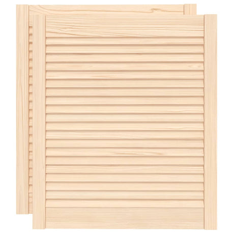 Vidaxl kastdeuren met lamellen 2 st 69x59,4 cm massief grenenhout