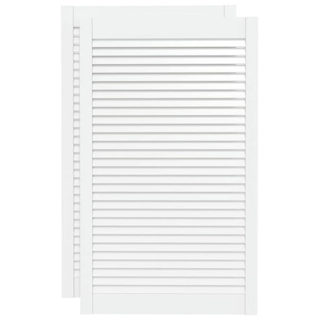 Vidaxl kastdeuren met lamellen 2 st 99,3x59,4 cm grenenhout wit