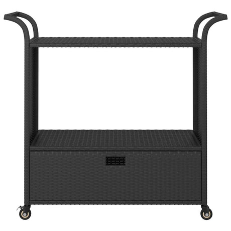Vidaxl serveerwagen met lade 100x45x97 cm poly rattan zwart