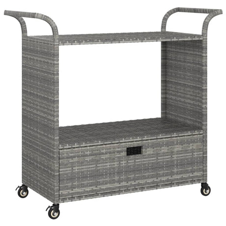 Vidaxl serveerwagen met lade 100x45x97 cm poly rattan grijs