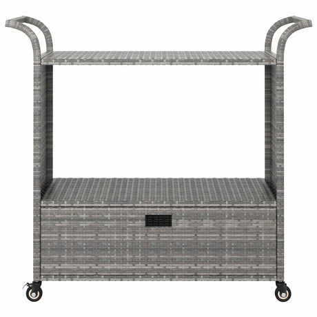 Vidaxl serveerwagen met lade 100x45x97 cm poly rattan grijs