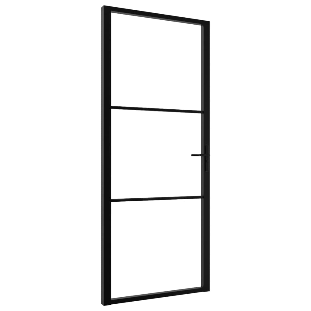 Vidaxl Porte intérieure 93x201.5 cm Verre ESG et noir en aluminium