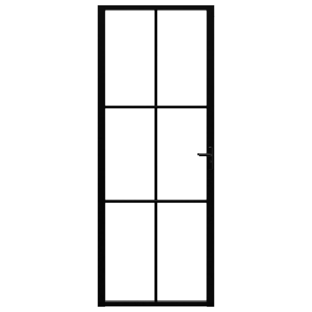 VIDAXL Innenür 76x201,5 cm ESG -Glas und Aluminiumschwarz