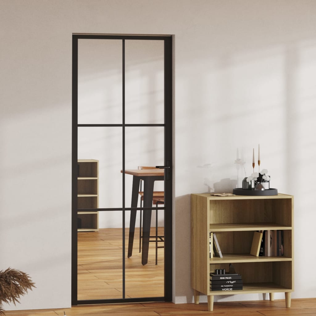 Vidaxl Porta interna 76x201,5 cm ESG vetro e nero in alluminio