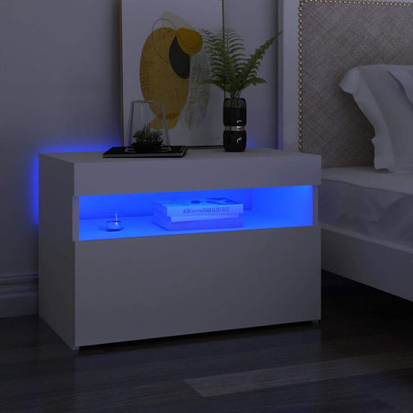 Vidaxl nachtkastjes 2 st led-verlichting 60x35x40 cm bewerkt hout wit