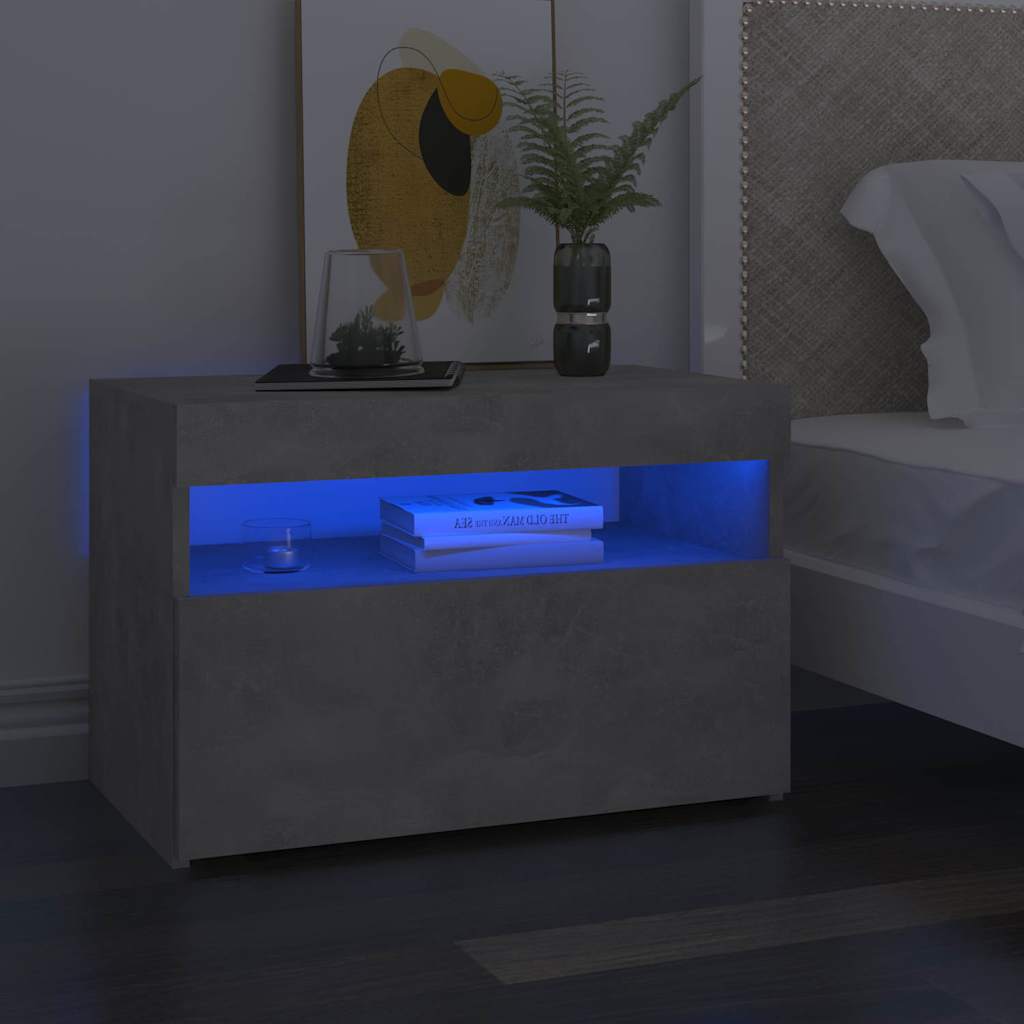 Vidaxl nachtkastje met led-verlichting 60x35x40 cm betongrijs
