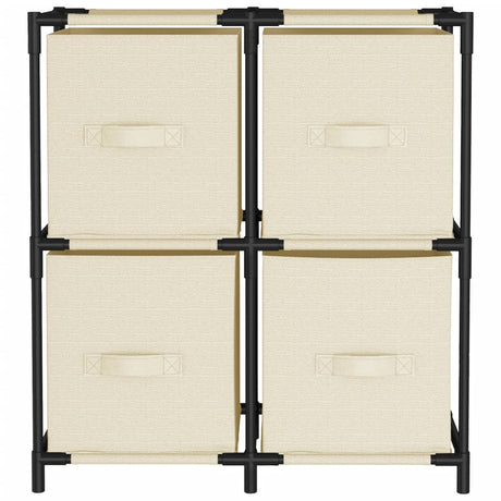 Vidaxl opbergkast met 4 stoffen manden 63x30x71 cm staal crèmekleurig