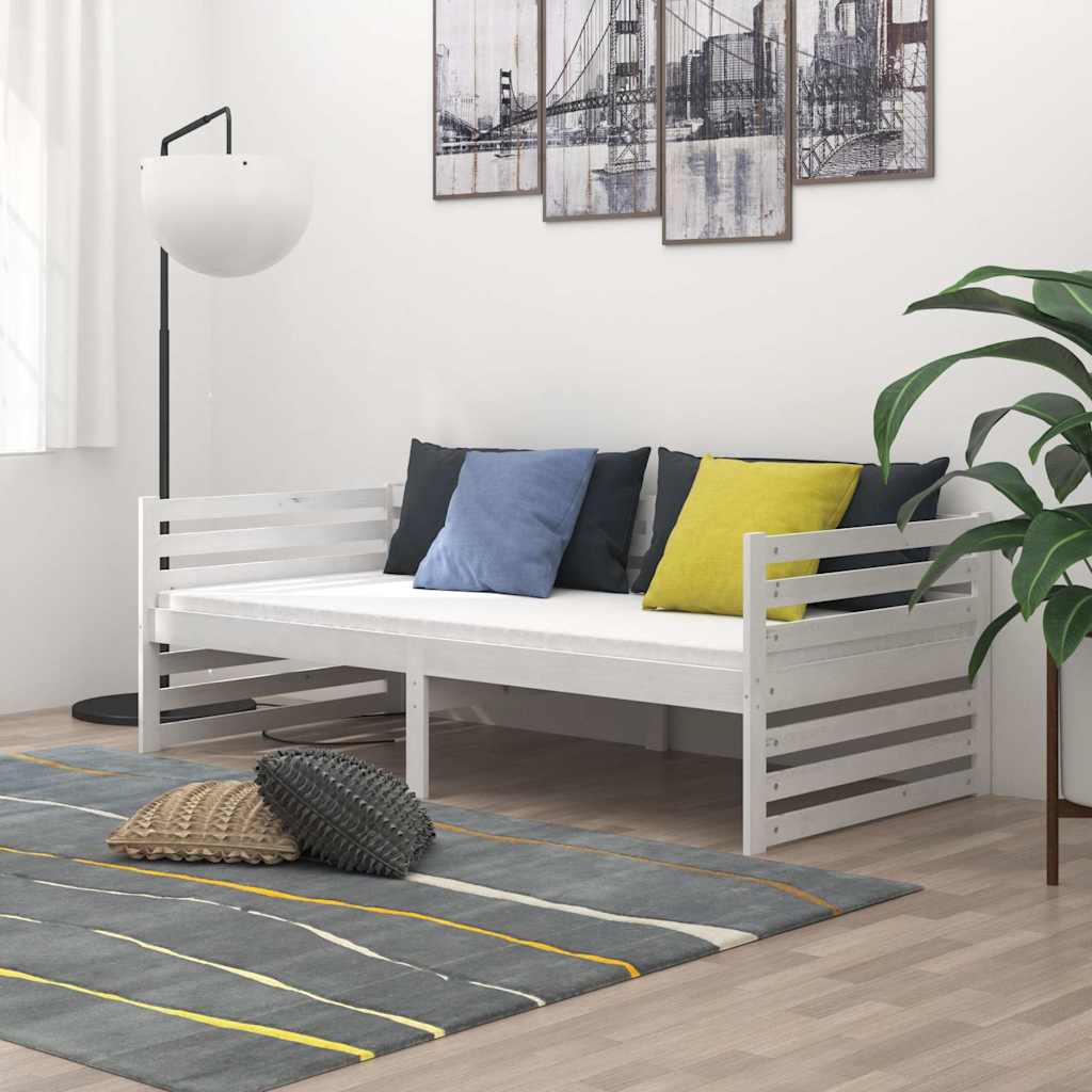 Vidaxl bedbank massief grenenhout wit 90x200 cm