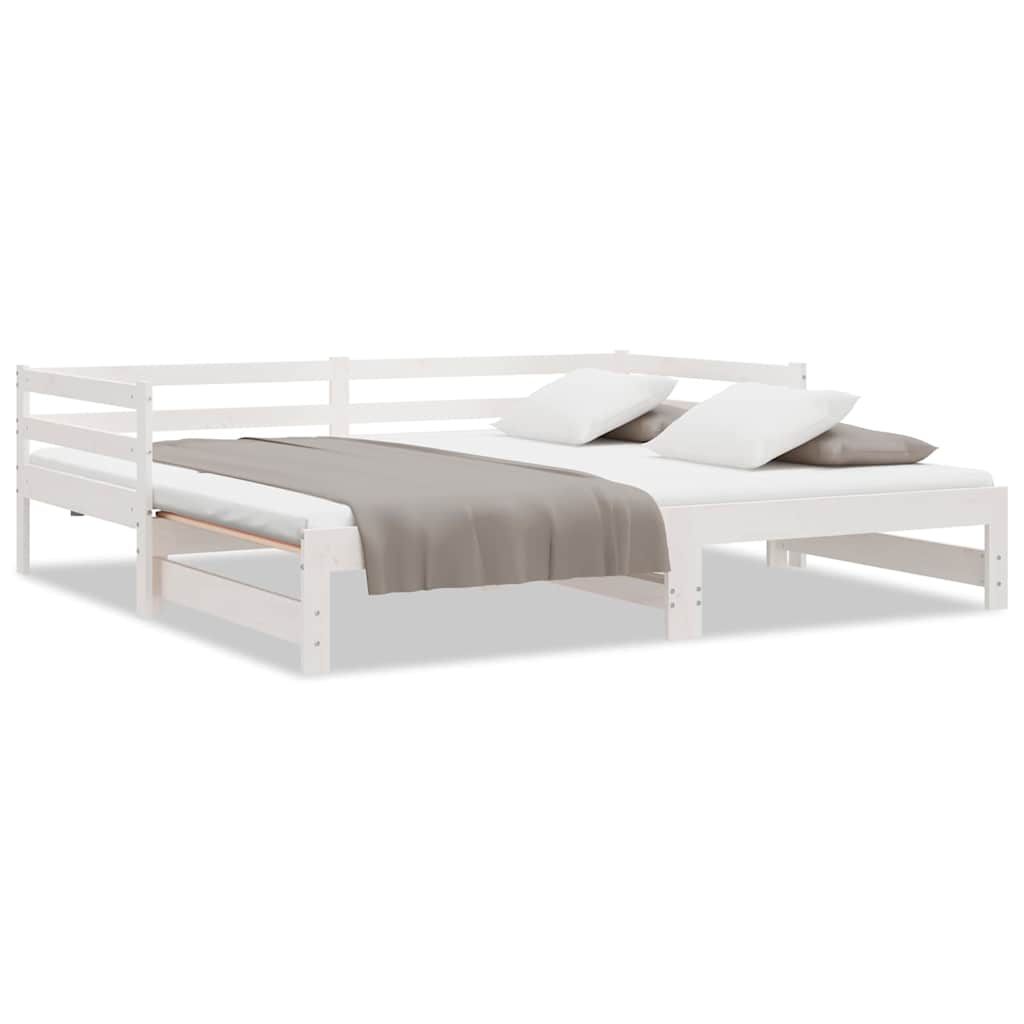 Vidaxl slaapbank uitschuifbaar massief grenenhout wit 2x(90x200) cm