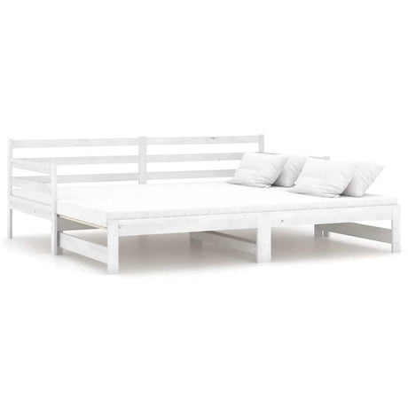 Vidaxl slaapbank uitschuifbaar massief grenenhout wit 2x(90x200) cm