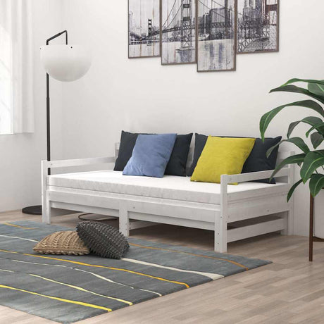 Vidaxl slaapbank uitschuifbaar massief grenenhout wit 2x(90x200) cm