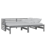 Vidaxl bedbank uitschuifbaar massief grenenhout grijs 2x(90x200) cm