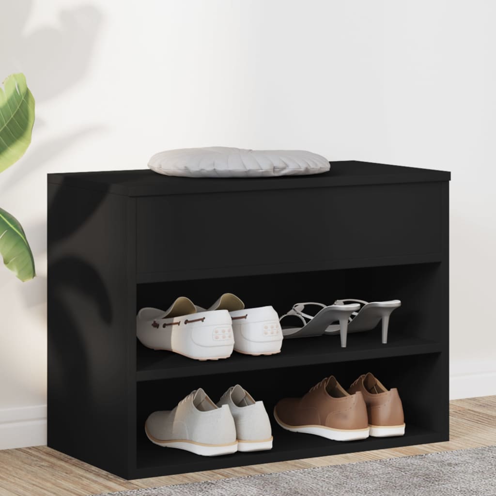 Vidaxl Shoes Bank 60x30x45 cm de madera propiedad de negro