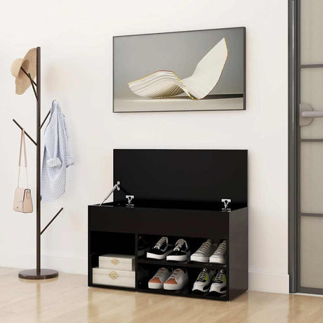 Vidaxl schoenenbank 80x30x45 cm bewerkt hout zwart