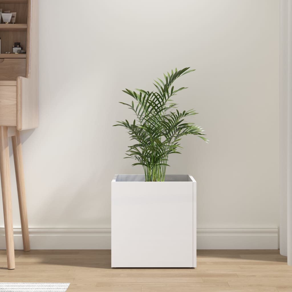 Vidaxl Planter grouss 40x4xx40 cm veraarbechte Holz héich Glanz wäiss