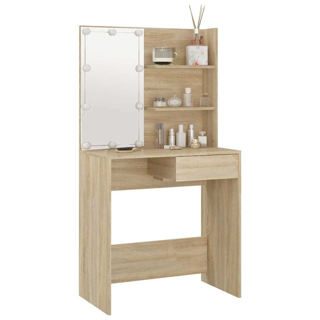 Vidaxl kaptafel met led 74,5x40x141 cm bewerkt hout sonoma eikenkleur