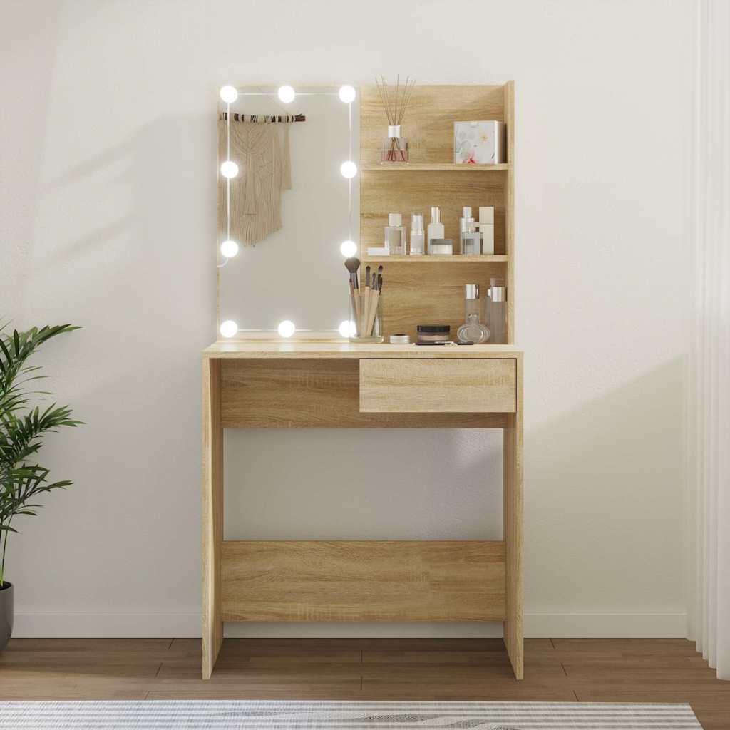 Vidaxl kaptafel met led 74,5x40x141 cm bewerkt hout sonoma eikenkleur
