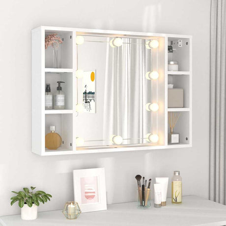 Vidaxl spiegelkast met led-verlichting 76x15x55 cm wit