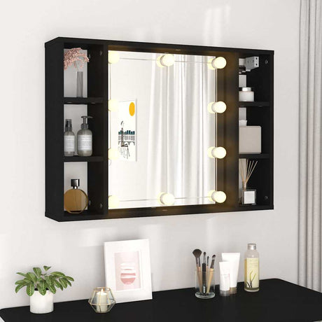 Vidaxl spiegelkast met led-verlichting 76x15x55 cm zwart