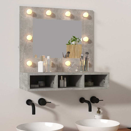 Vidaxl spiegelkast met led-verlichting 60x31,5x62 cm betongrijs