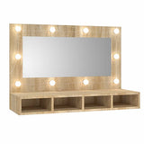 Vidaxl spiegelkast met led-verlichting 90x31,5x62 cm sonoma eikenkleur