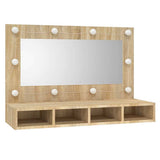 Vidaxl spiegelkast met led-verlichting 90x31,5x62 cm sonoma eikenkleur