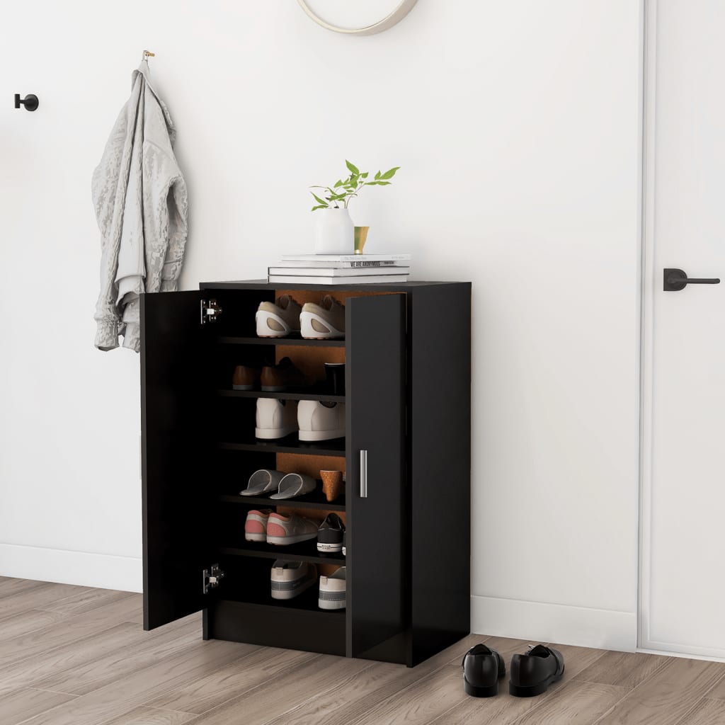 Vidaxl Shoe Cabinet 60x35x92 cm Property Wood Black