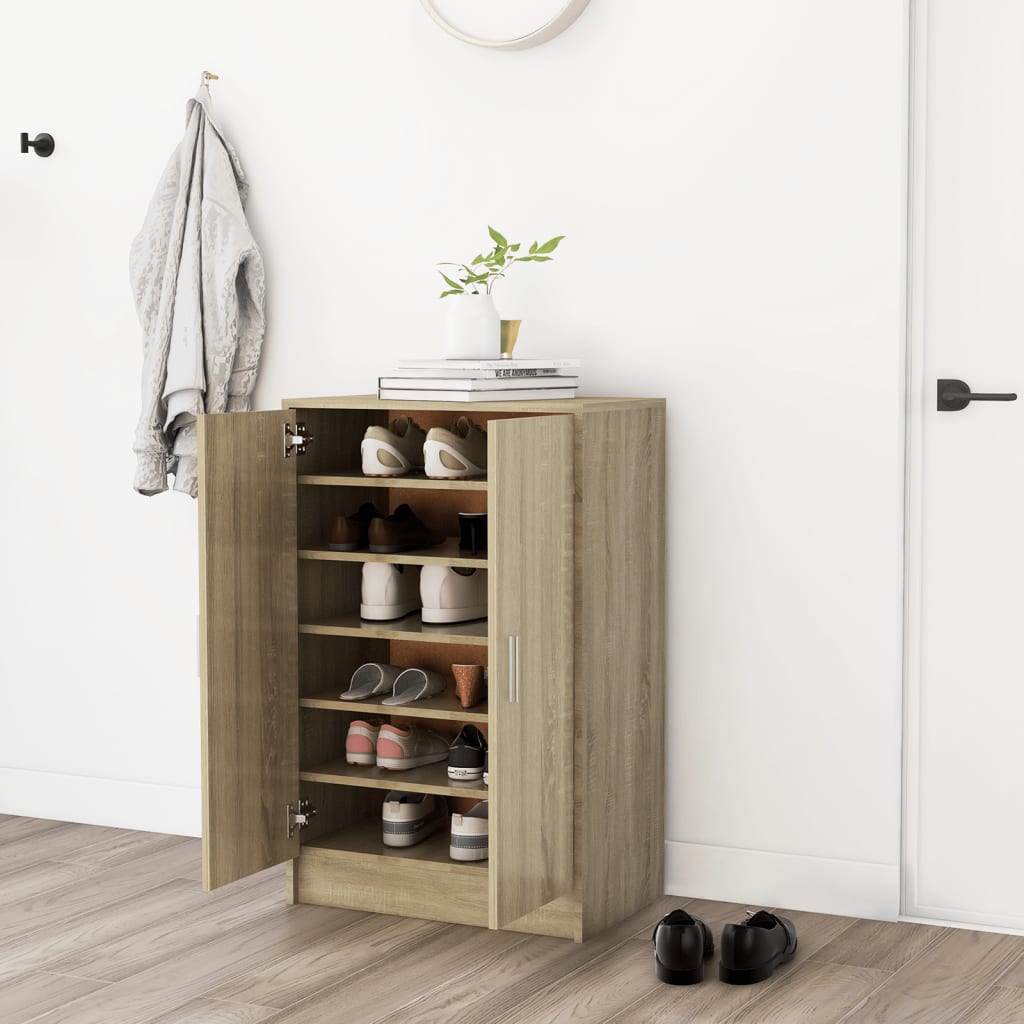 Vidaxl Shoe Cabinet 60x35x92 cm Property Wood Sonoma Oak Farvet