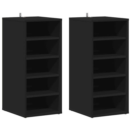 Vidaxl schoenenkasten 2 st 31,5x35x70 cm bewerkt hout zwart