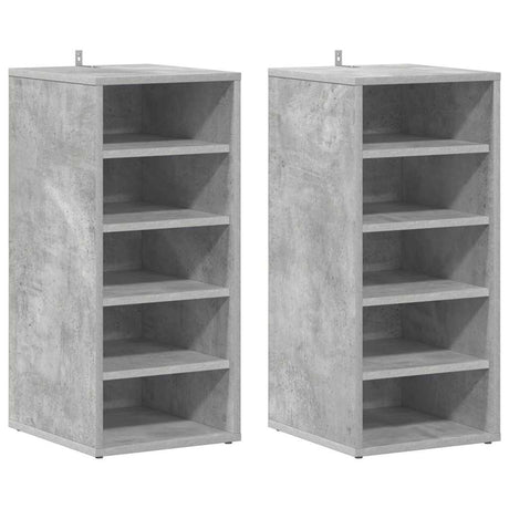 Vidaxl schoenenkasten 2 st 31,5x35x70 cm bewerkt hout betongrijs