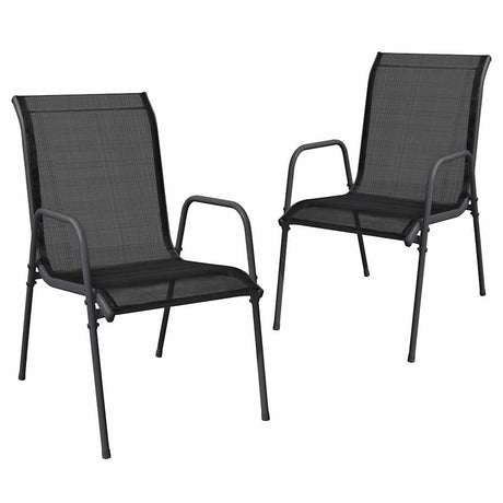 Vidaxl tuinstoelen 2 st staal en textileen zwart