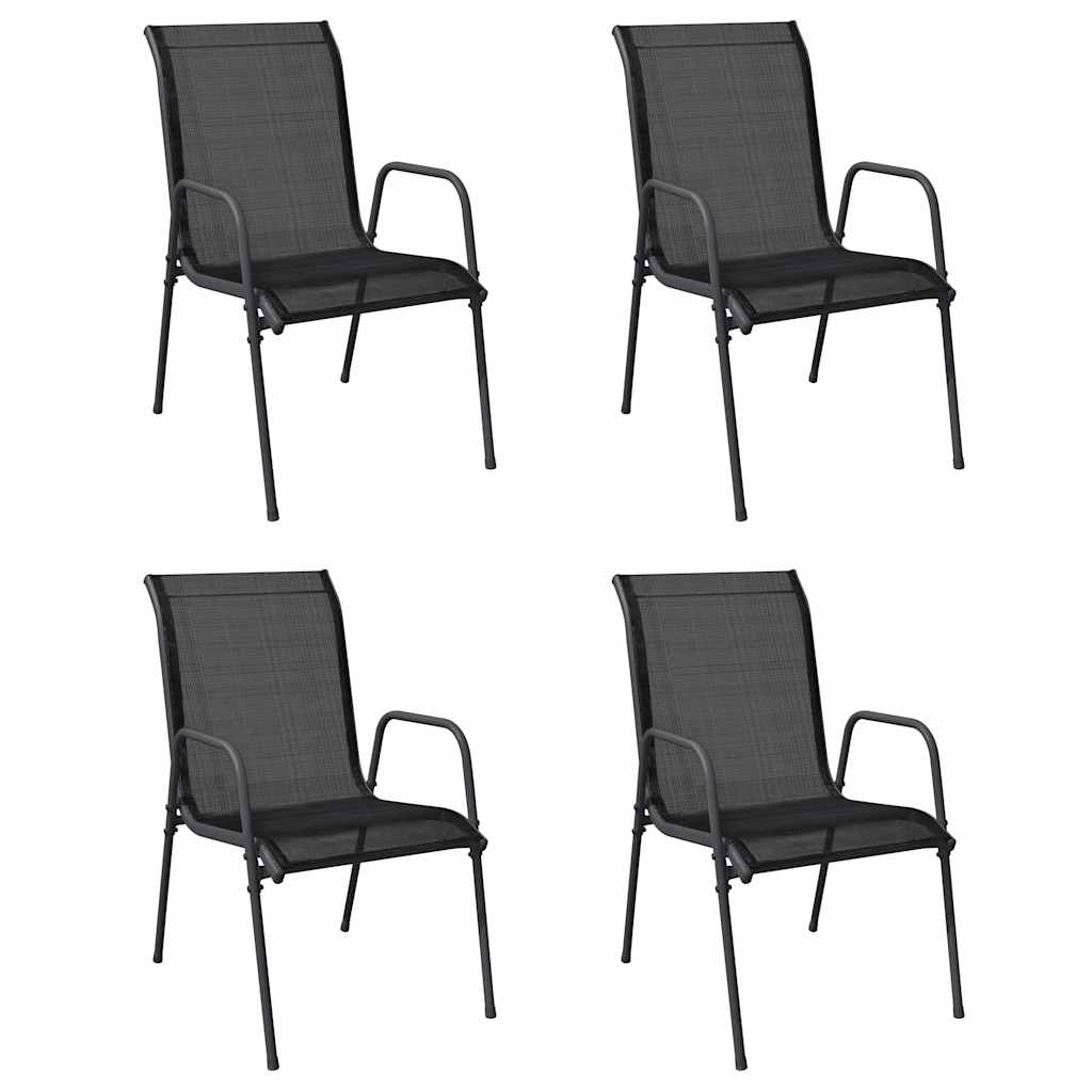 Vidaxl tuinstoelen 4 st staal en textileen zwart