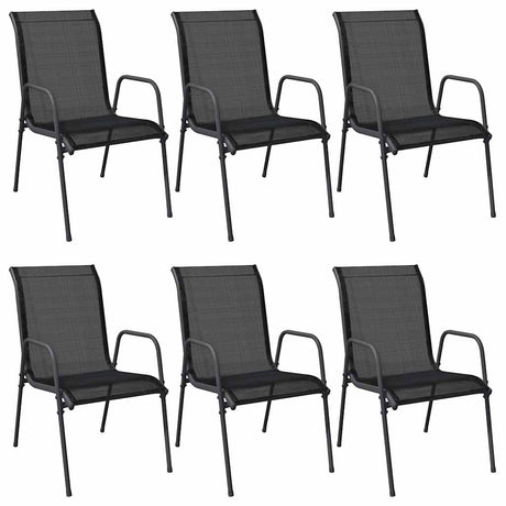 Vidaxl tuinstoelen 6 st staal en textileen zwart