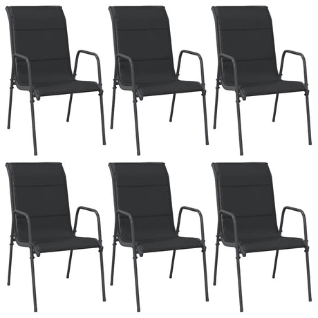 Vidaxl tuinstoelen 6 st staal en textileen zwart