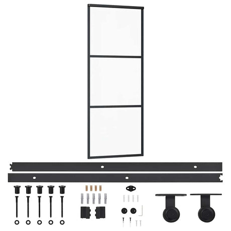 Vidaxl schuifdeur met beslag 76x205 cm aluminium en esg-glas