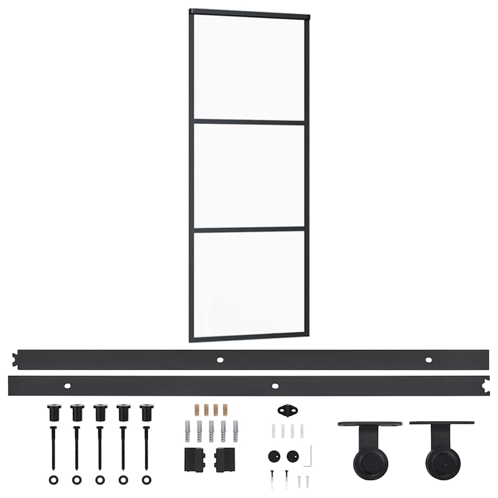 Vidaxl schuifdeur met beslag 76x205 cm aluminium en esg-glas