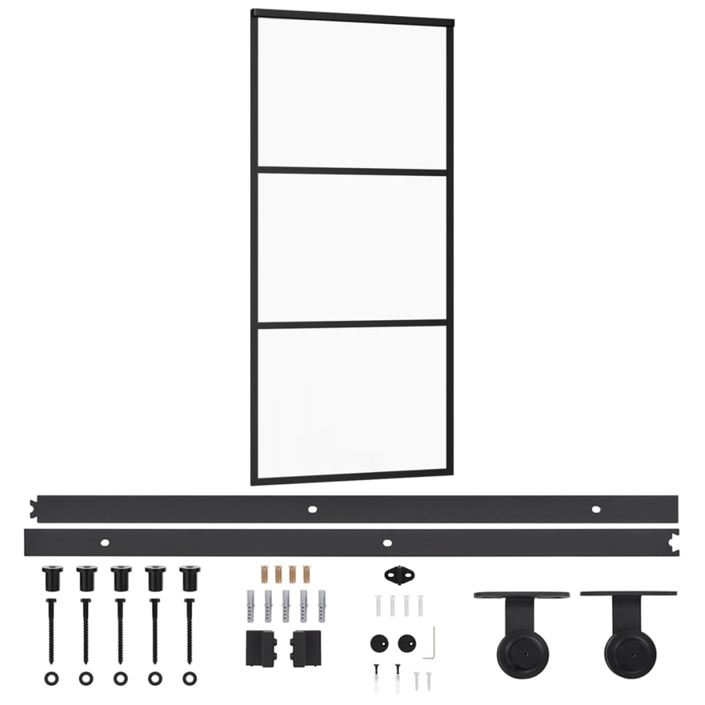 Vidaxl sliding door with batter 90x205 cm aluminum and ESG glass