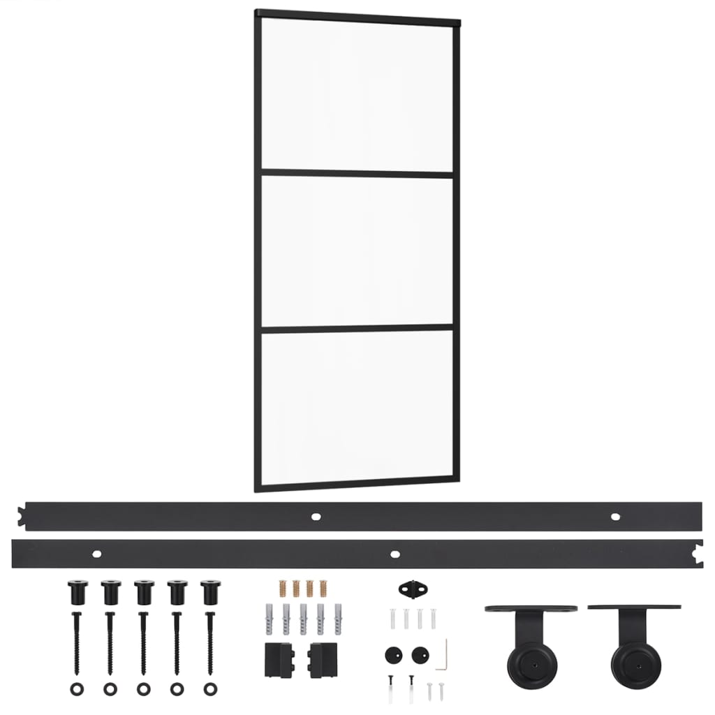 Porta scorrevole Vidaxl con pastella da 90x205 cm in alluminio e vetro ESG