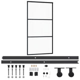 VidaXL Schuifdeur met beslag 102x205 cm aluminium en ESG-glas