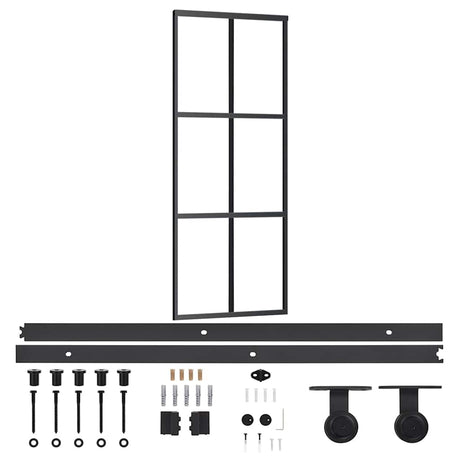 Vidaxl schuifdeur met beslag 76x205 cm aluminium en esg-glas