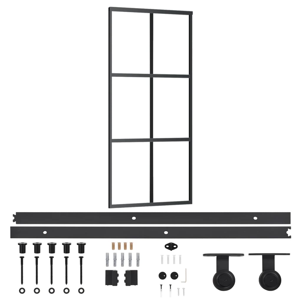 VidaXL Schuifdeur met beslag 90x205 cm aluminium en ESG-glas