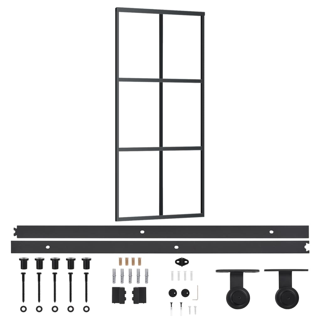 Vidaxl sliding door with batter 90x205 cm aluminum and ESG glass