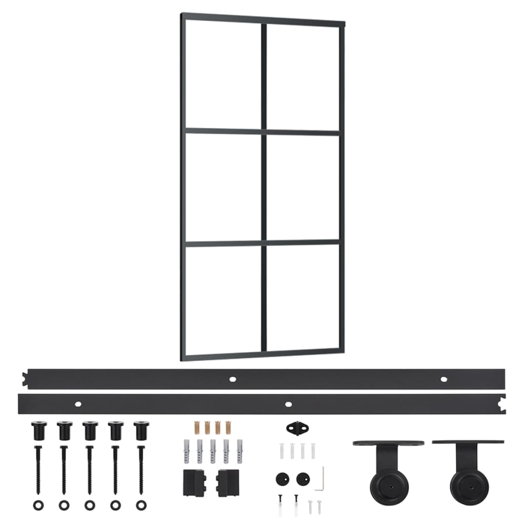 VidaXL Schuifdeur met beslag 102x205 cm aluminium en ESG-glas