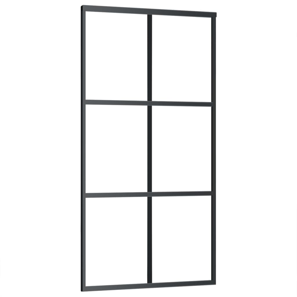 VidaXL Schuifdeur met beslag 102x205 cm aluminium en ESG-glas