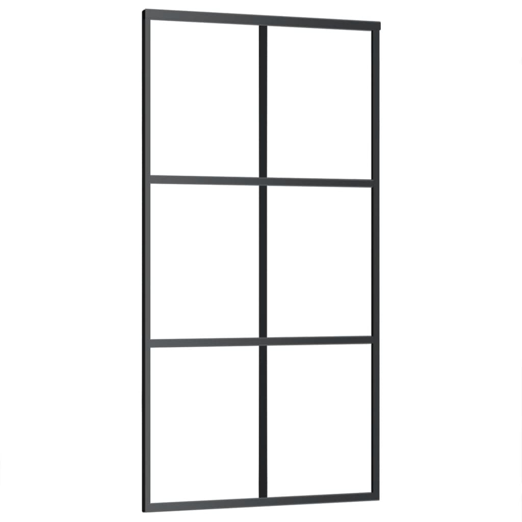 VidaXL Schuifdeur met beslag 102x205 cm aluminium en ESG-glas