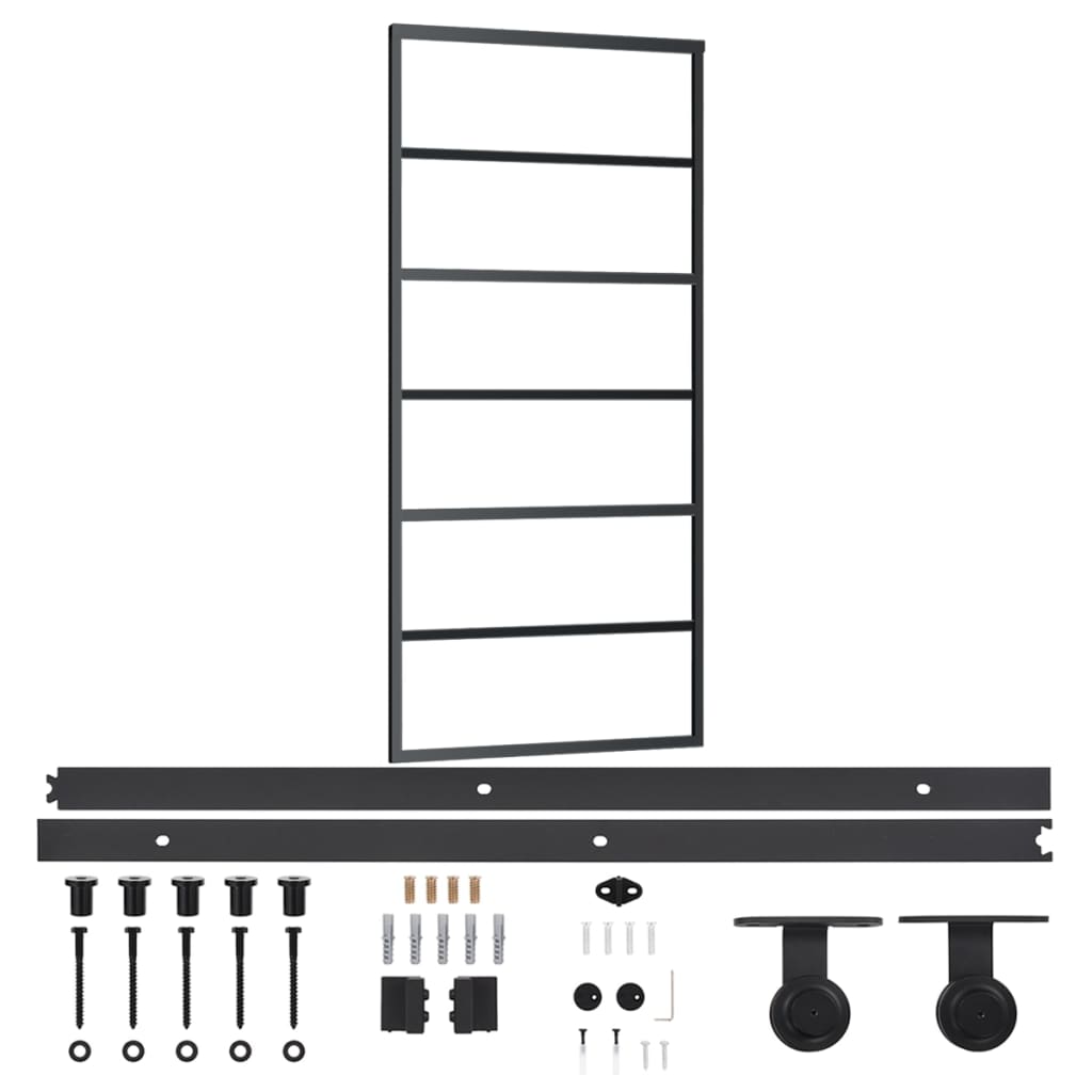 Vidaxl skjutdörr med smeten 90x205 cm aluminium och ESG -glas