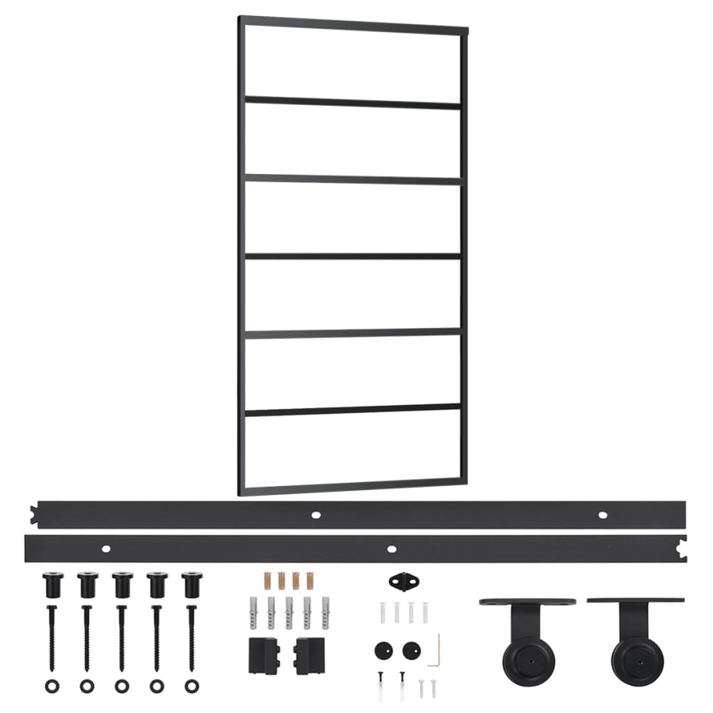 Vidaxl skjutdörr med smeten 102x205 cm aluminium och ESG -glas